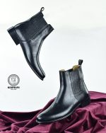 نیم بوت مردانه مدل چرم طبیعی دستدوز رنگ مشکی و قهوه ای کد ۶۲۶ - Image 16