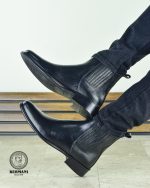 نیم بوت مردانه مدل چرم طبیعی دستدوز رنگ مشکی و قهوه ای کد ۶۲۶ - Image 17