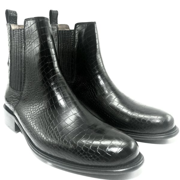 کفش چرم طبیعی مردانه رنگ مشکی طرح چرم کروکودیل (وارداتی) کد مدل 626 - Image 4