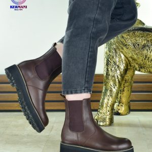 نیم بوت زنانه کرمانی مدل چرم طبیعی دستدوز کد 664 رنگ قهوه ای