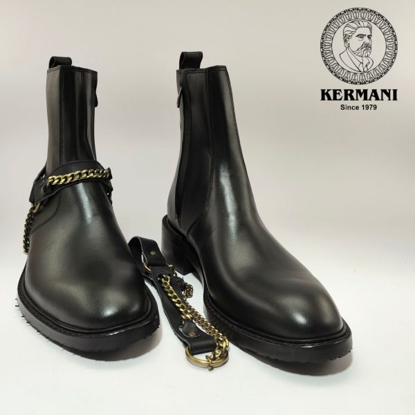نیم بوت کلاسیک مردانه کرمانی مدل چرم طبیعی دستدوز کد 653 هارنس دار