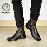 نیم بوت کلاسیک مردانه کرمانی مدل چرم طبیعی دستدوز کد 653 هارنس دار