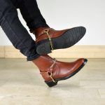 نیم بوت کلاسیک مردانه کرمانی مدل چرم طبیعی دستدوز کد 653 هارنس دار