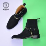 نیم بوت کلاسیک مردانه کرمانی مدل جیر طبیعی دستدوز کد 653 هارنس دار