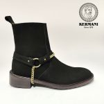 نیم بوت کلاسیک مردانه کرمانی مدل جیر طبیعی دستدوز کد 653 هارنس دار