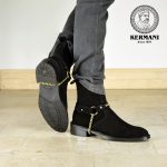 نیم بوت کلاسیک مردانه کرمانی مدل جیر طبیعی دستدوز کد 653 هارنس دار