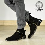 نیم بوت کلاسیک مردانه کرمانی مدل جیر طبیعی دستدوز کد 653 هارنس دار