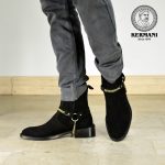 نیم بوت کلاسیک مردانه کرمانی مدل جیر طبیعی دستدوز کد 653 هارنس دار