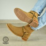 نیم بوت کلاسیک مردانه کرمانی مدل جیر طبیعی دستدوز کد 653 هارنس دار