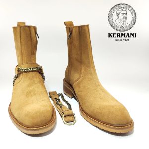 نیم بوت کلاسیک مردانه کرمانی مدل جیر طبیعی دستدوز کد 653 هارنس دار