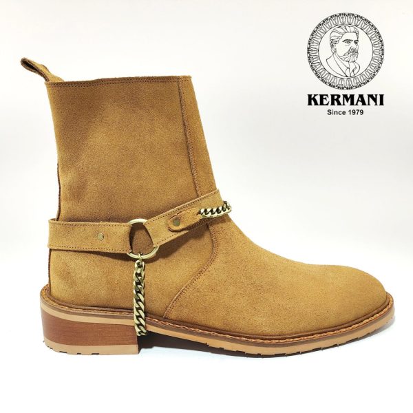 نیم بوت کلاسیک مردانه کرمانی مدل جیر طبیعی دستدوز کد 653 هارنس دار