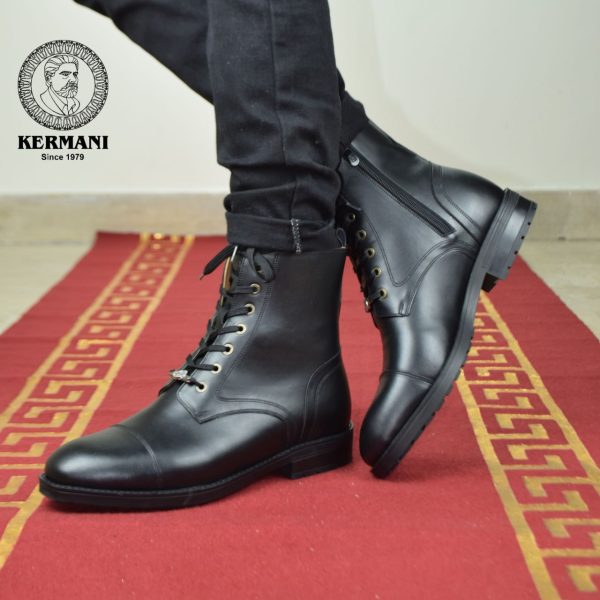نیم بوت مردانه کرمانی مدل چرم طبیعی دستدوز کد 655 زیپی‌بندی