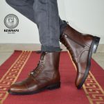 نیم بوت مردانه کرمانی مدل چرم طبیعی دستدوز کد 655 زیپی‌بندی