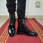 نیم بوت مردانه کرمانی مدل چرم طبیعی دستدوز کد 655 زیپی‌بندی